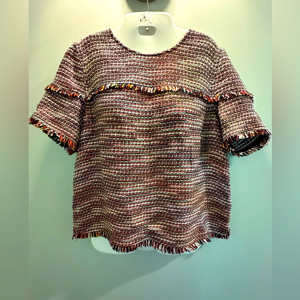 Tweed Fringed ladies top Laundry by Shelli Segal size Large
